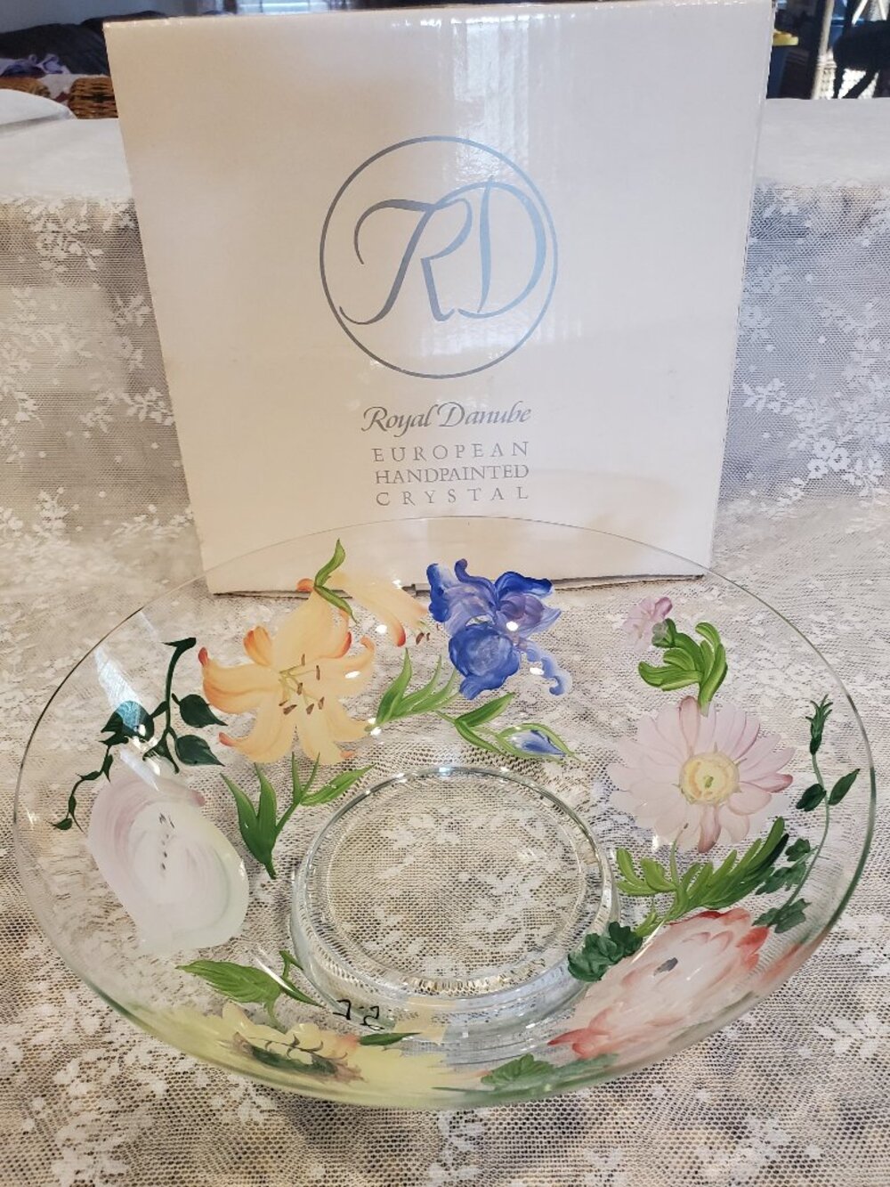 Royal Danube Hand Painted Floral Crystal Bowl